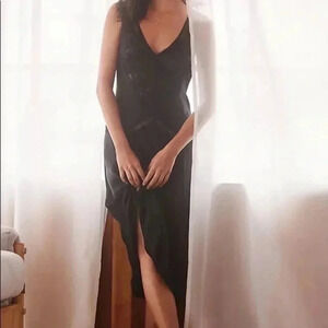 Anthropologie The Cerise Maxi Dress Black Size XXS